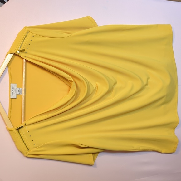 5 FOR $25 Yellow Drape Cowl Neck Office Business Cute Comfy Casual Spring Blouse - Picture 3 of 7